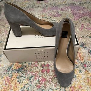 White House Black Market Grey Suede heels